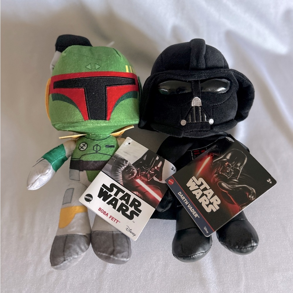 Star Wars 8” Darth Vader and Boba Fett Plush Mattel 2021 New With Tags